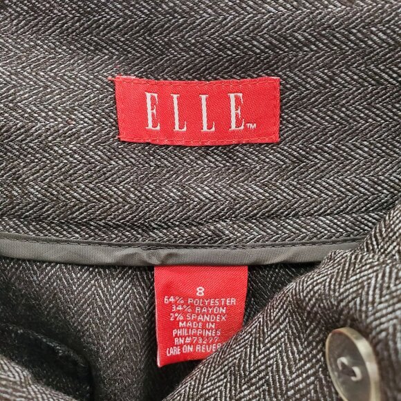 Elle Retro Romance Womens Brown Herringbone Flat Front Cropped Dress Pants NWT 8 - Picture 5 of 7